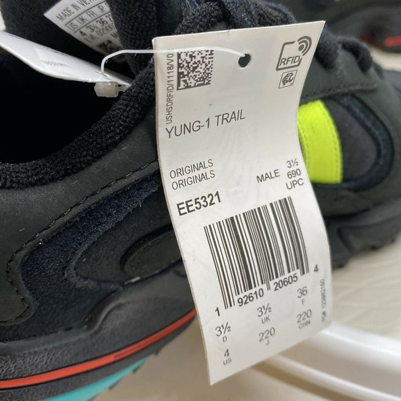 Adidas Originals Yung-1 Trail Sneakers Black Yellow EE5321 Men's Size 4 … - Picture 6 of 11